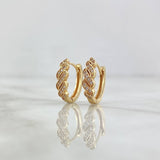 Candongas Olas 2.75gr / 1cm / Circones Blancos Oro Amarillo 18K *