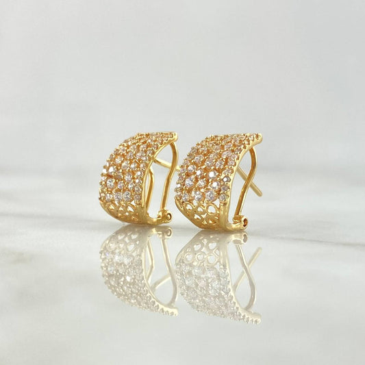 Candongas Omega Basteadas 4.2gr / 1.4cm / Circones Blancos Oro Amarillo 18K ©