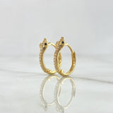 Hoop Earrings Snake 2.6gr / 1.4cm / White Zircons - Black Eyes 18K Yellow Gold