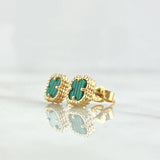 Topos Trebol 2gr / 7.2mm Borde Punteado Reina Verde Oro Amarillo 18K