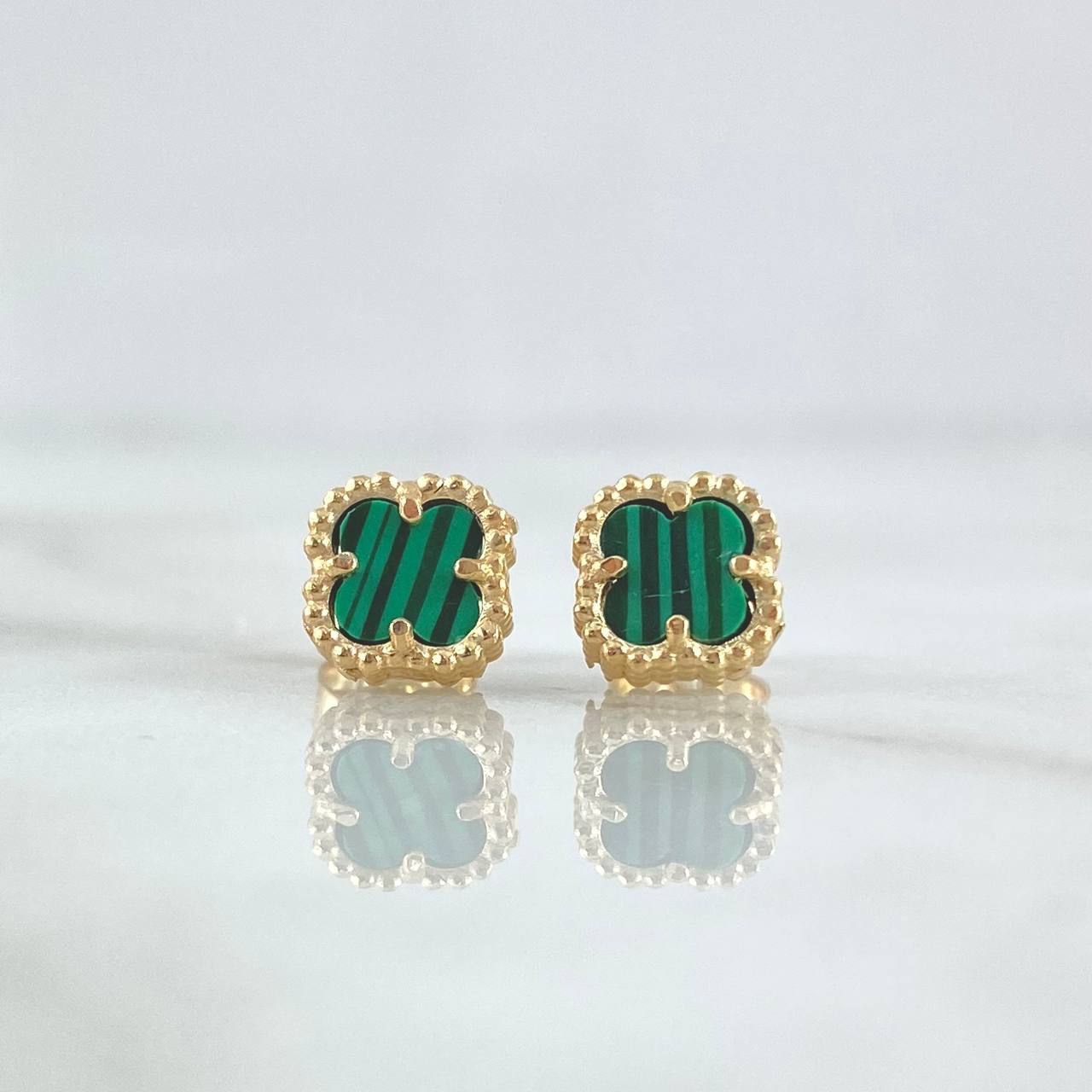 Topos  Trébol VCyA  2.65gr / 9mm Malaquita Verde Oro Amarillo Nac.Esp. 18K