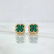 Stud Earrings Trebol VCyA 2gr / 8.1mm Green Malachite Lobster Claw Brooch Yellow Gold 18K ©