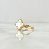 Anillo Trebol VCyA 1.85gr / T6 / Nacar Blanco Punteado Oro Amarillo Nac.Esp. 18K ©