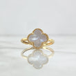 Anillo Trebol VCyA 1.85gr / T6 / Nacar Blanco Punteado Oro Amarillo Nac.Esp. 18K ©