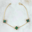 Classic Link Bracelet Clover 4.05gr / 18.5cm / 10mm Spotted Green Malachite 18K Yellow Gold