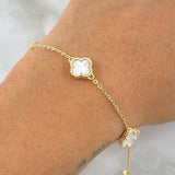 Bracelet Classic Link Clover 5.3gr / 7.1in-7.5in / Special Birthstone 18K Gold