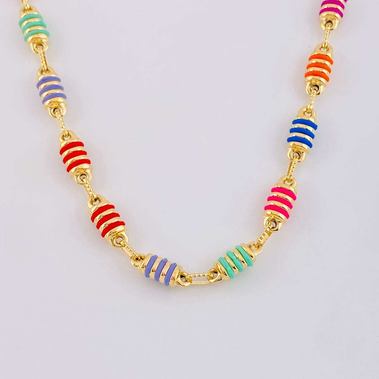 Rustic Barrel Striped Chain 12.85g / 20 in / 4.9mm 18K Yellow Gold