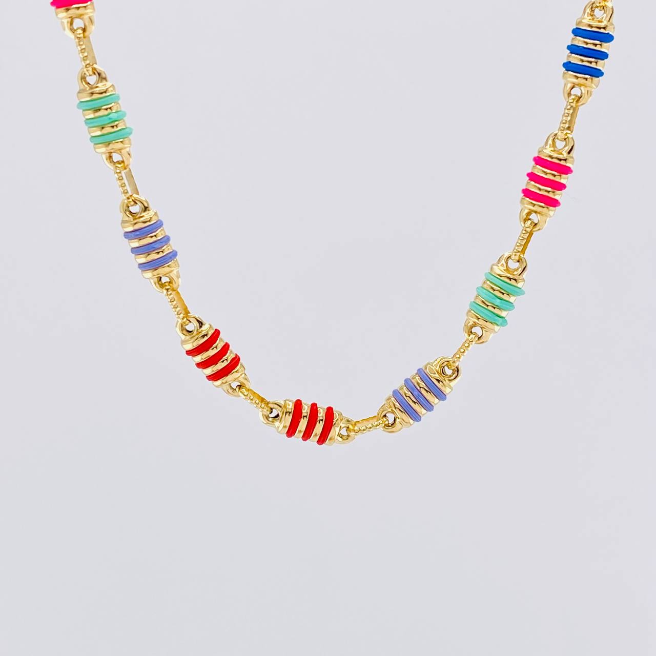 Rustic Barrel Striped Chain 12.85g / 20 in / 4.9mm 18K Yellow Gold