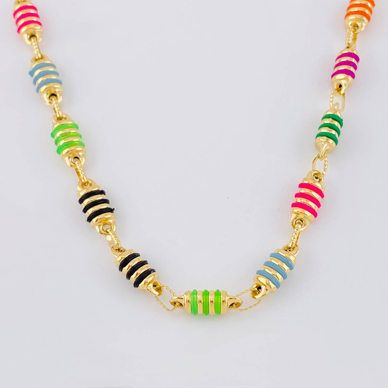 Rustic Barrel Striped Chain 12.85g / 20 in / 4.9mm 18K Yellow Gold