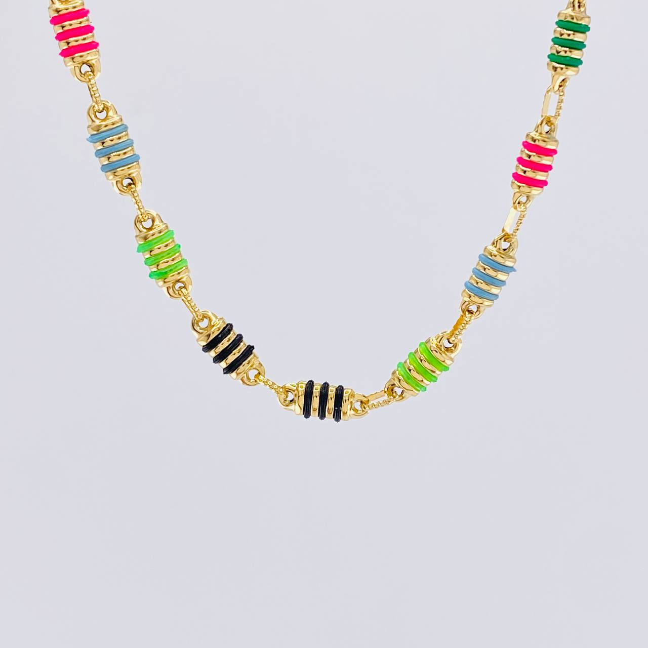 Rustic Barrel Striped Chain 12.85g / 20 in / 4.9mm 18K Yellow Gold