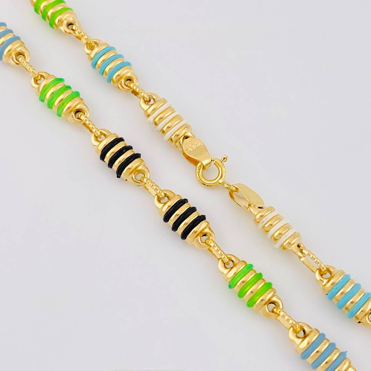 Rustic Barrel Striped Chain 12.85g / 20 in / 4.9mm 18K Yellow Gold