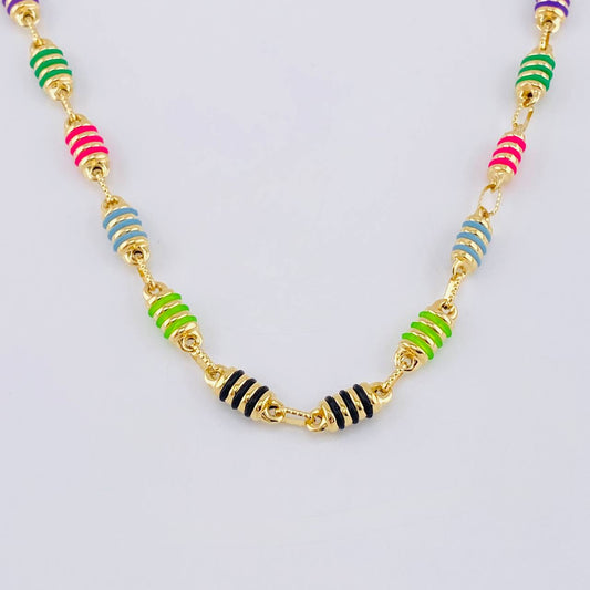 Rustic Barrel Striped Chain 12.8g / 20 in / 4.9mm 18K Yellow Gold