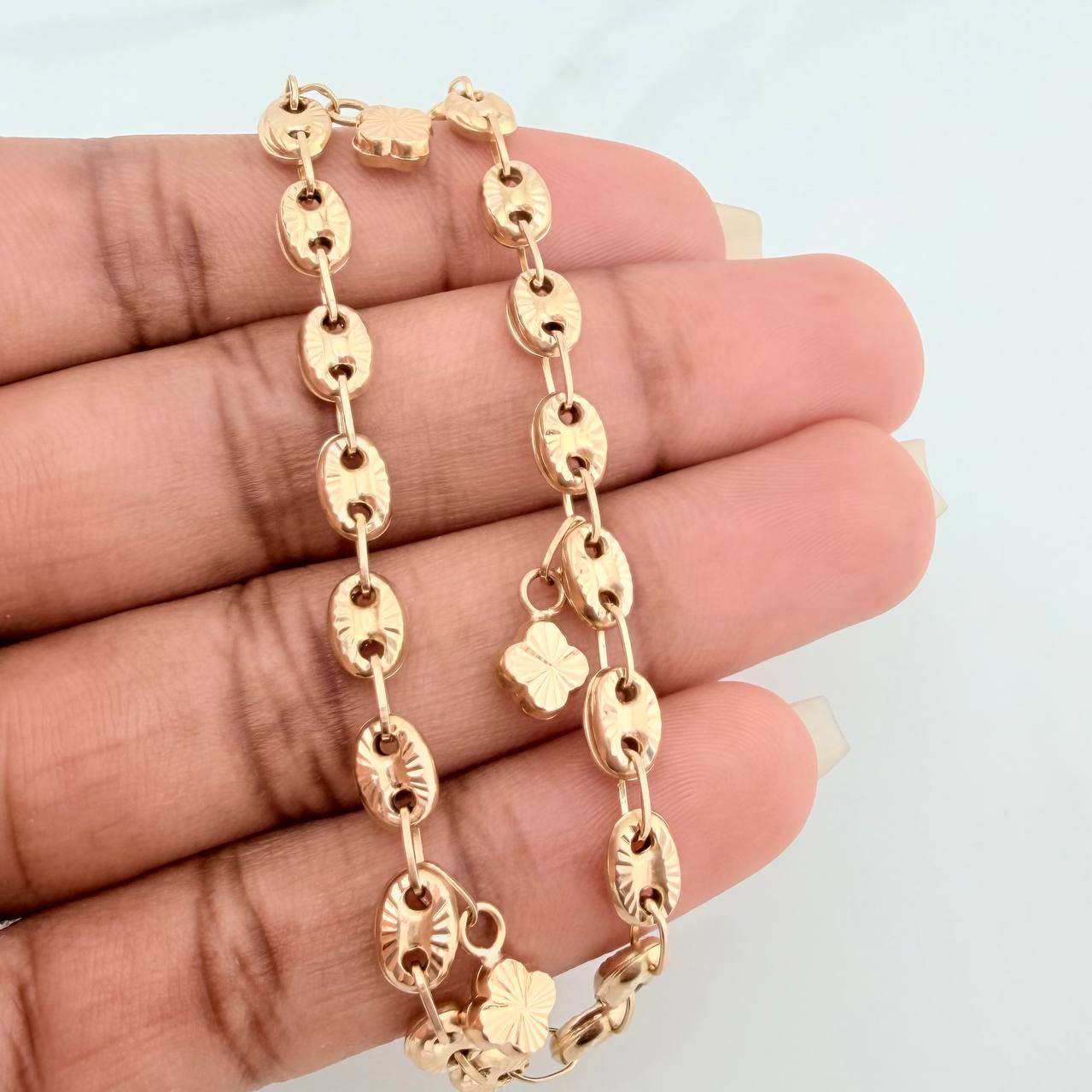 18K Yellow Gold Anklet Gc 6.75 g / 10 1/4 in / 5 mm
