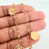 Tobillera Aro Seguido Dijes 5.85gr / 10 1/2 in / 2.97mm Oro Amarillo 18K %