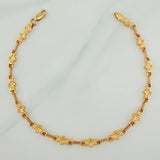 Pulso Rustico Flores 4.6gr / 8 3/4 in / 4.7mm  Oro Amarillo Rosa 18K %