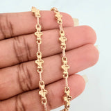 Pulso Rustico Flores 4.6gr / 8 3/4 in / 4.7mm  Oro Amarillo Rosa 18K %