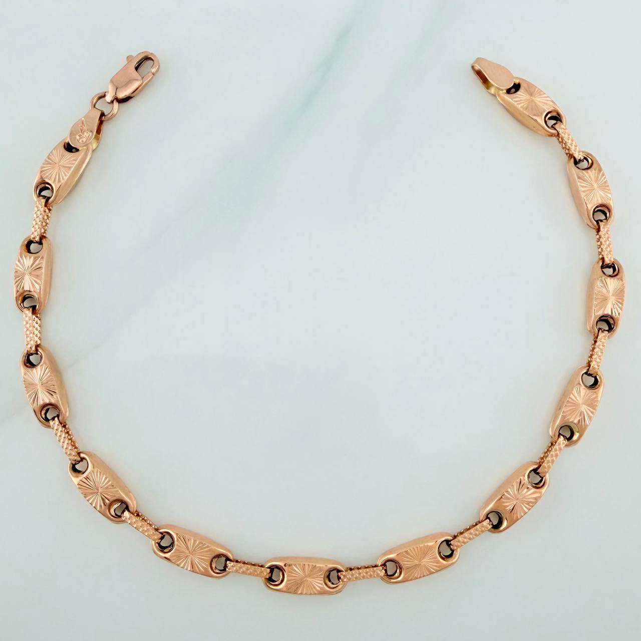 Rustic Link Bracelet 5.9gr / 8 in / Rose Gold 18K %