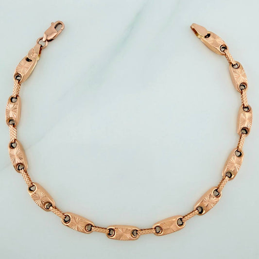 Rustic Link Bracelet 5.9gr / 8 in / Rose Gold 18K %