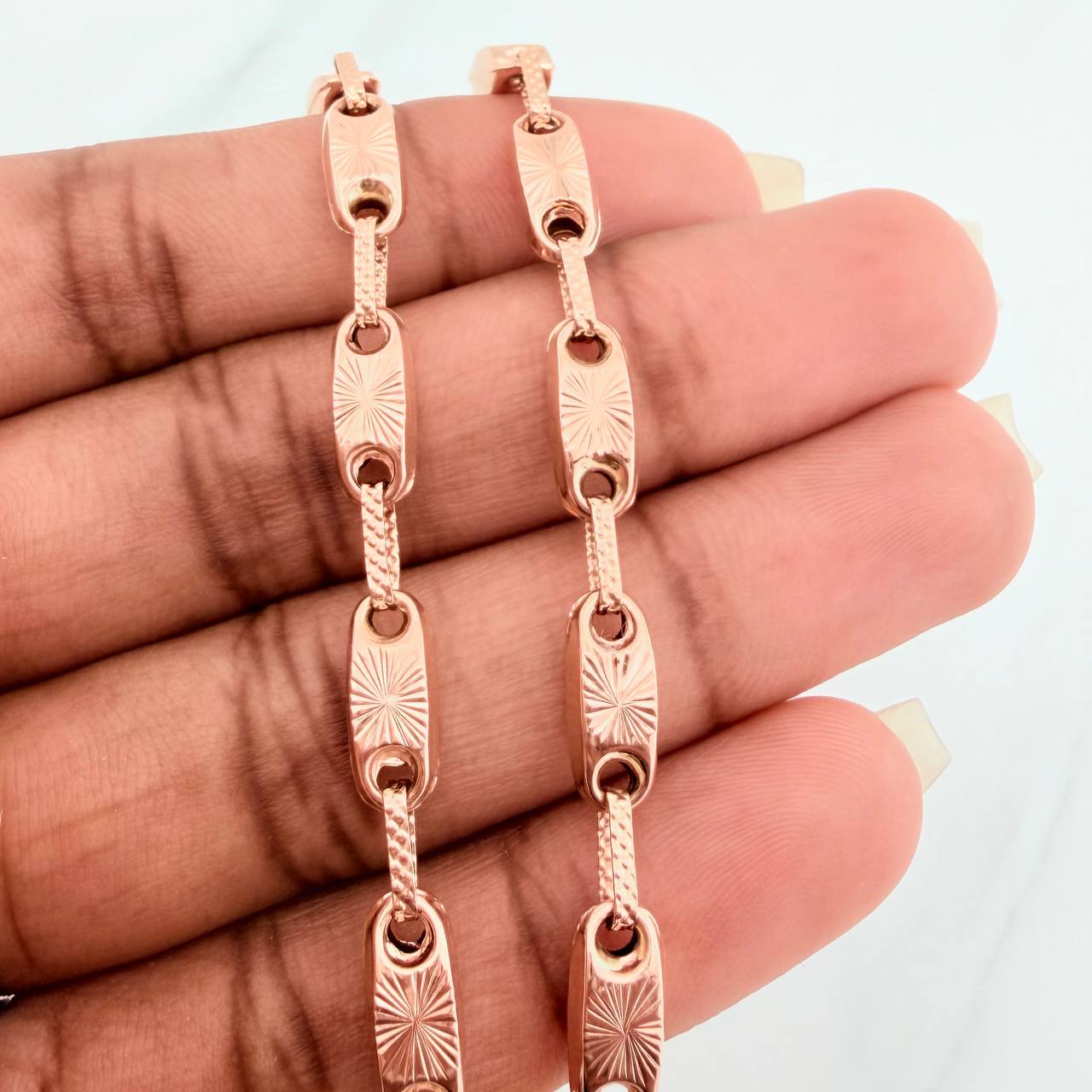 Rustic Link Bracelet 5.9gr / 8 in / Rose Gold 18K %