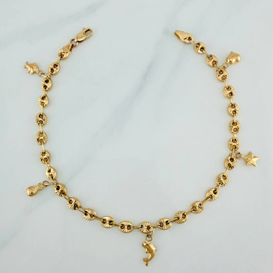 Tobillera GC Dijes 6.2gr / 9 3/4 in / Oro Amarillo 18K %