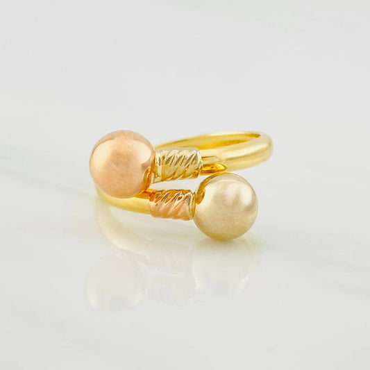 Anillo Tu y Yo 1.85g / T7 1/4 Tres Oros 18K