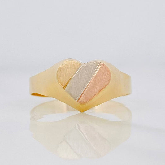 Heart Signet Ring 1.55g / T8 Three Golds 18K
