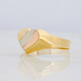 Heart Signet Ring 1.55g / T8 1/2 Three Golds 18K