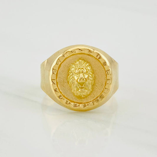 Lion Bordered Signet Ring 3.45g / T8 3/4 Yellow Gold 18K