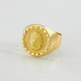Lion Bordered Signet Ring 3.45g / T8 3/4 Yellow Gold 18K