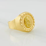 Lion Bordered Signet Ring 3.45g / T8 3/4 Yellow Gold 18K