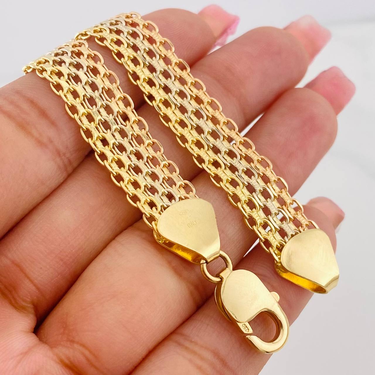 Bracelet China 20g / 8 1/4 in / 11.35mm Three Golds 18K