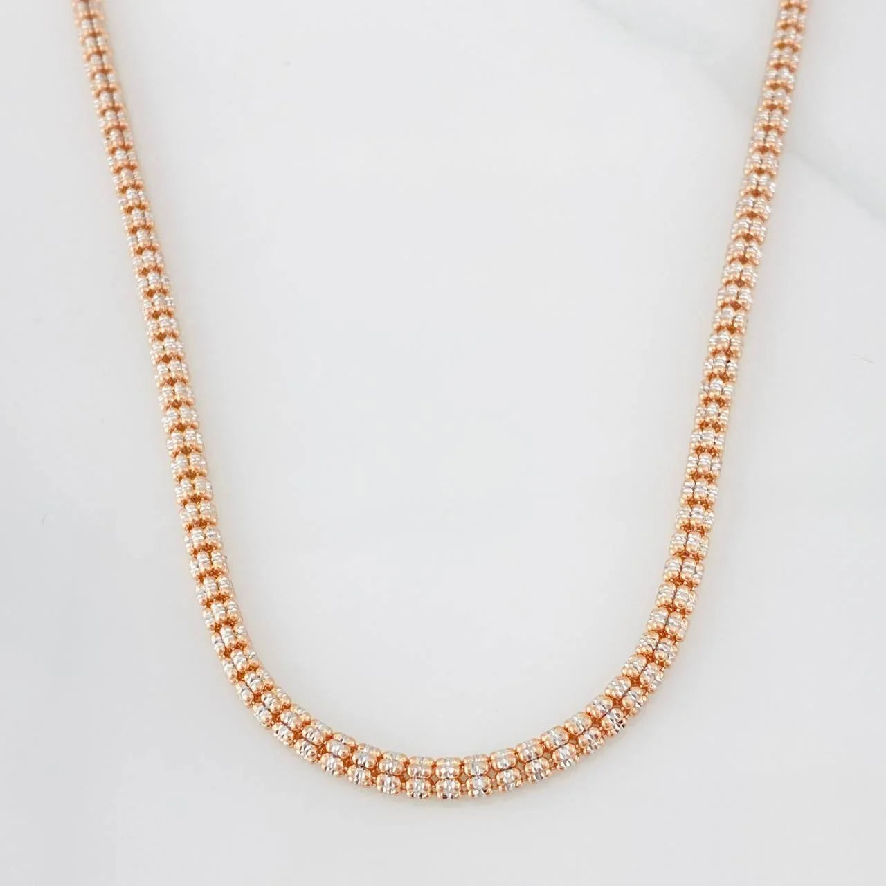 Ice Chain 27.8g / 28 in / 3.65mm Two-Tone White and Rose Gold 18K
