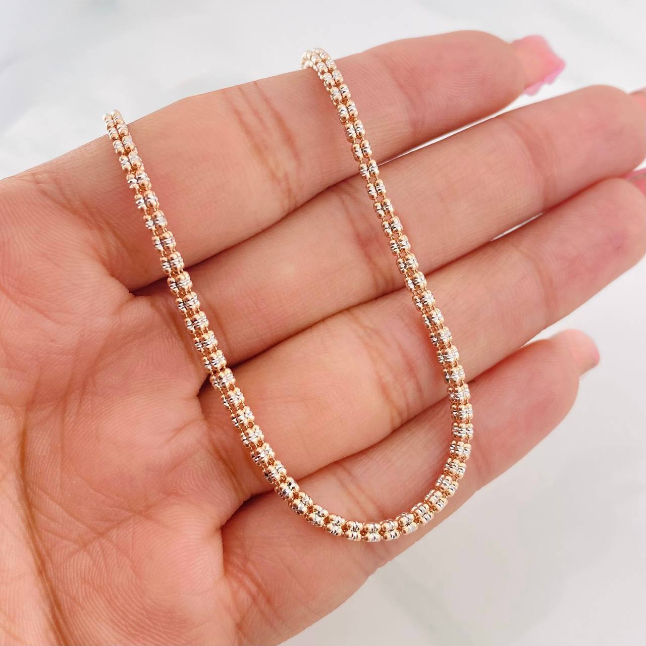 Ice Chain 18.5g / 28 in / 2.29mm Two-Tone White and Rose Gold 18K