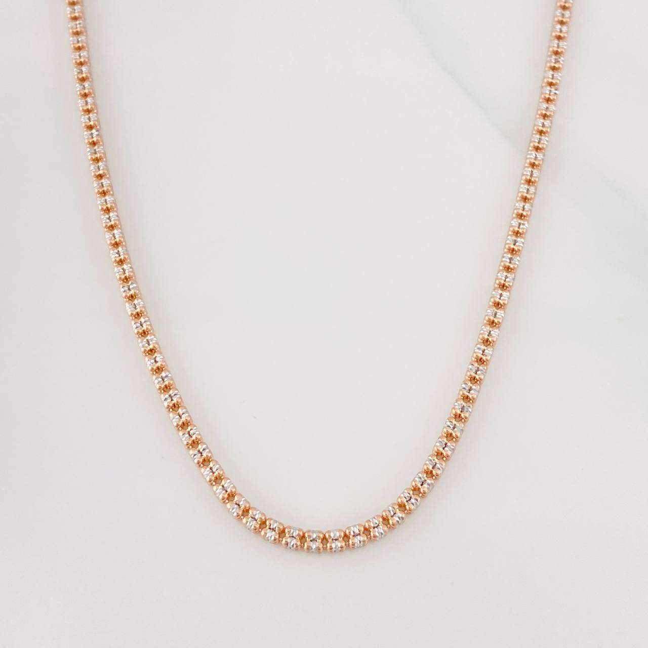 Ice Chain 18.5g / 28 in / 2.29mm Two-Tone White and Rose Gold 18K