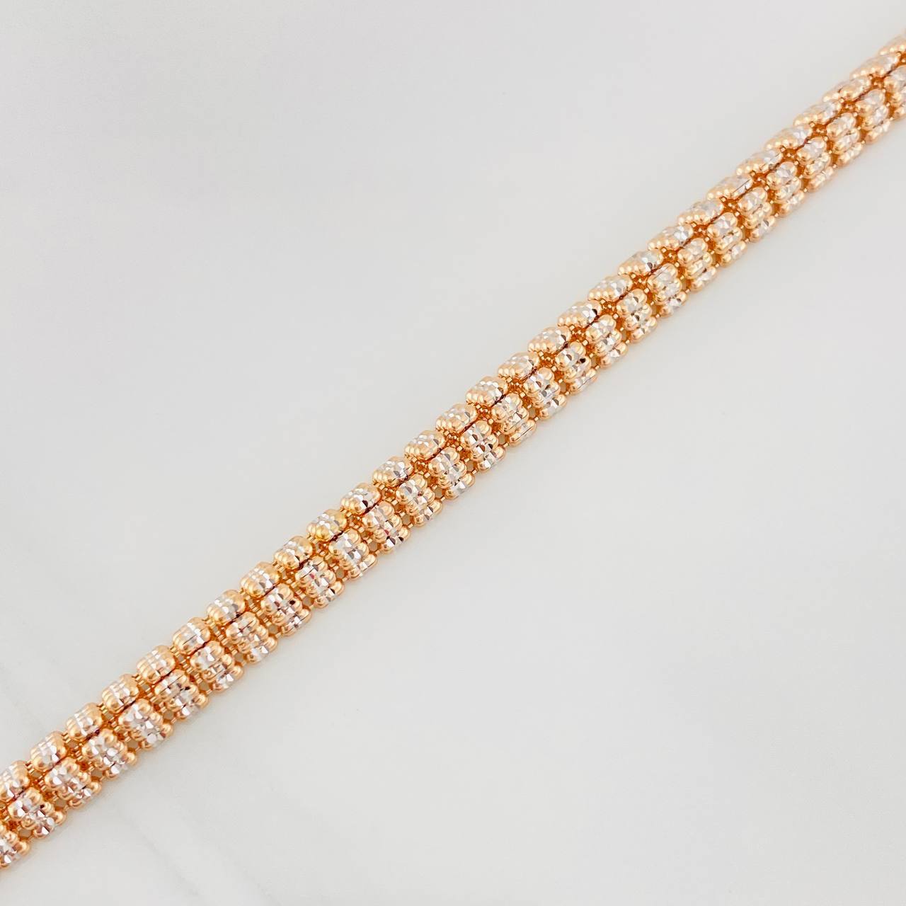 Pulso Ice 13g / 8 1/4 in / 4.76mm Dos Oros Blanco Rosa 18K