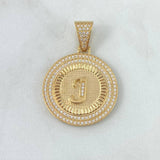Custom Made to Order Pendant Customizable Letter Medallion 8gr / Diamond Cut White Zirconia 18K Yellow Gold
