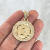 Custom Made to Order Pendant Customizable Letter Medallion 8gr / Diamond Cut White Zirconia 18K Yellow Gold