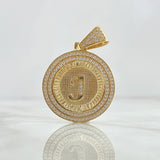 Custom Made to Order Pendant Customizable Letter Medallion 8gr / Diamond Cut White Zirconia 18K Yellow Gold