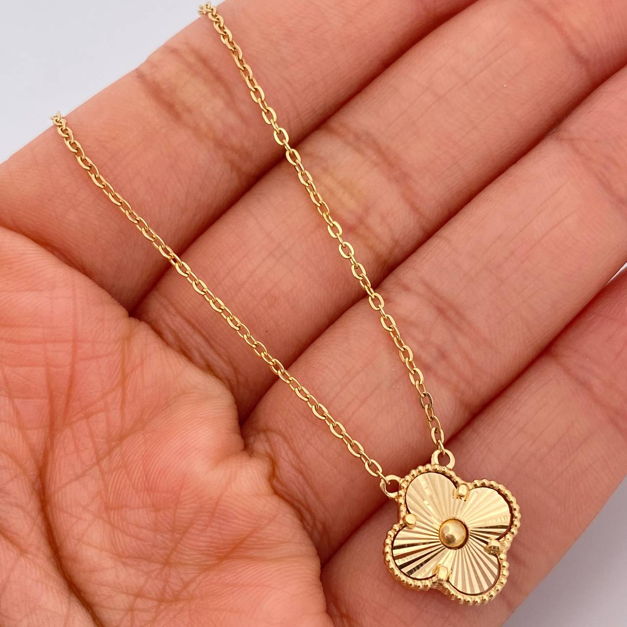 Cadena Aro Seguido Trebol 4.3gr / 19 3/4 in / 1.23mm Oro Amarillo 18K &