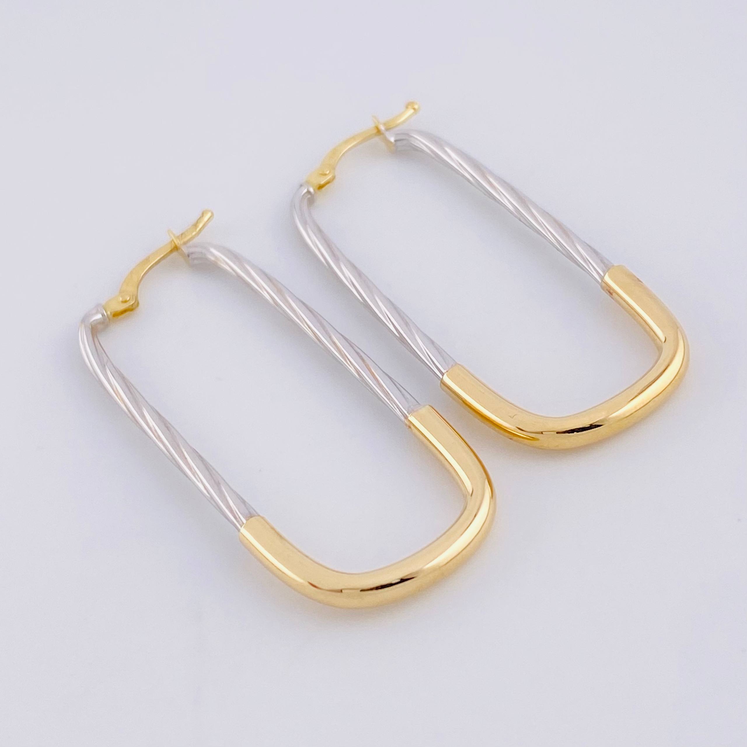 Hoop Earrings Clip 2.35g / 1 1/2 in Two-Tone Yellow White 18K Gold