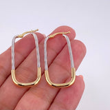 Hoop Earrings Clip 2.35g / 1 1/2 in Two-Tone Yellow White 18K Gold