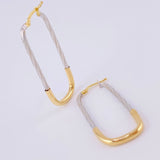 Hoop Earrings Clip 2.35g / 1 1/2 in Two-Tone Yellow White 18K Gold