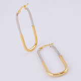 Hoop Earrings Clip 2.4g / 1 1/2 in Two-Tone Yellow White 18K Gold