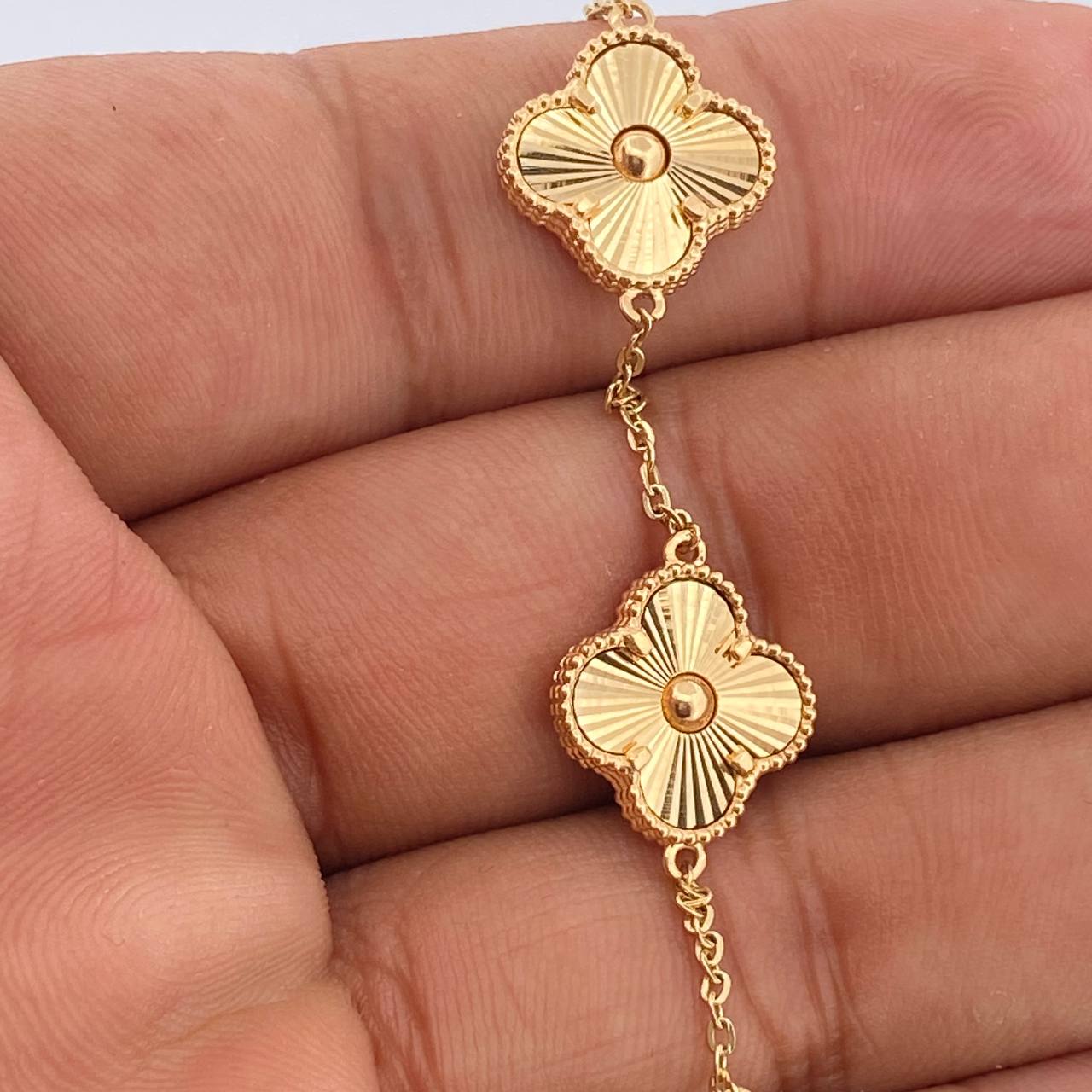 Pulso Trebol Aro Seguido 6.45gr / 7 1/2 in / 1.45mm Oro Amarillo 18K %