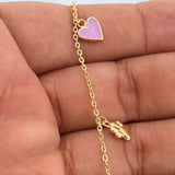Tobillera Aro Seguido Figuras Corazon 3.5gr / 10 1/4 in / 1.44mm Oro Amarillo 18K %