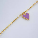 Tobillera Aro Seguido Figuras Corazon 3.5gr / 10 1/4 in / 1.44mm Oro Amarillo 18K %