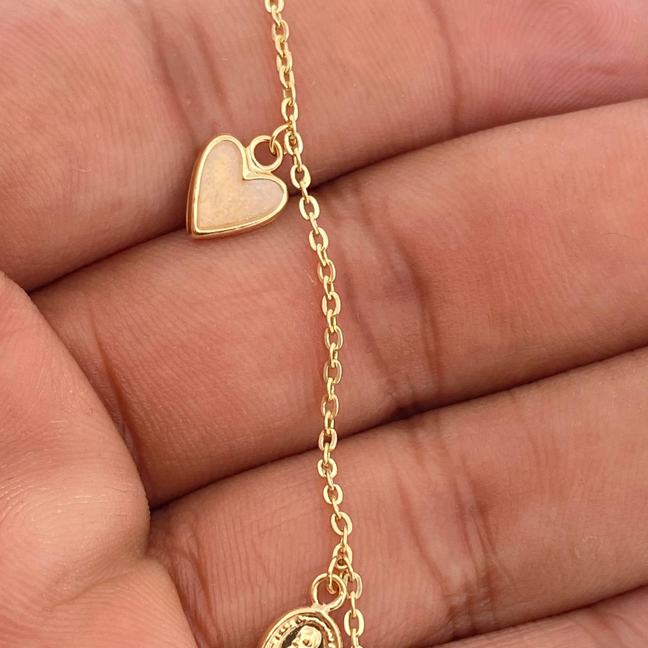 Tobillera Aro Seguido Figuras  3.55gr / 10 1/4 in / 1.5mm Oro Amarillo 18K %