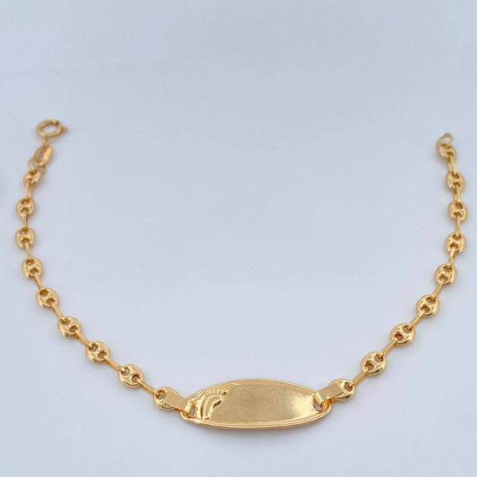 Pulso Bebé Placa Pie Gc 1.8gr / 6 in / 3.25mm Oro Amarillo 18K %