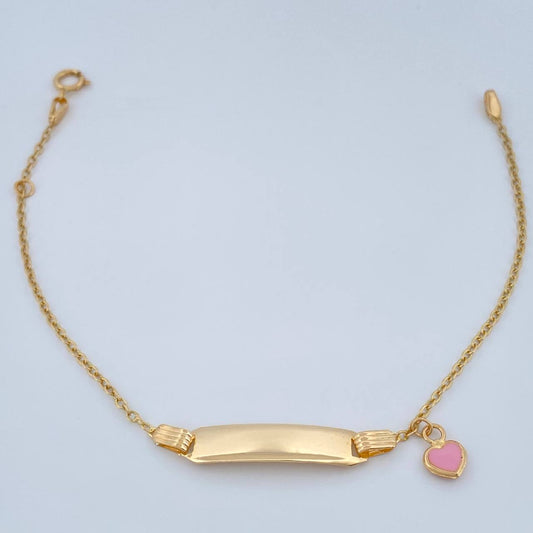 Pulso Bebé Placa Aro Seguido Corazon 1.7gr / 6 in / 1mm Oro Amarillo 18K %