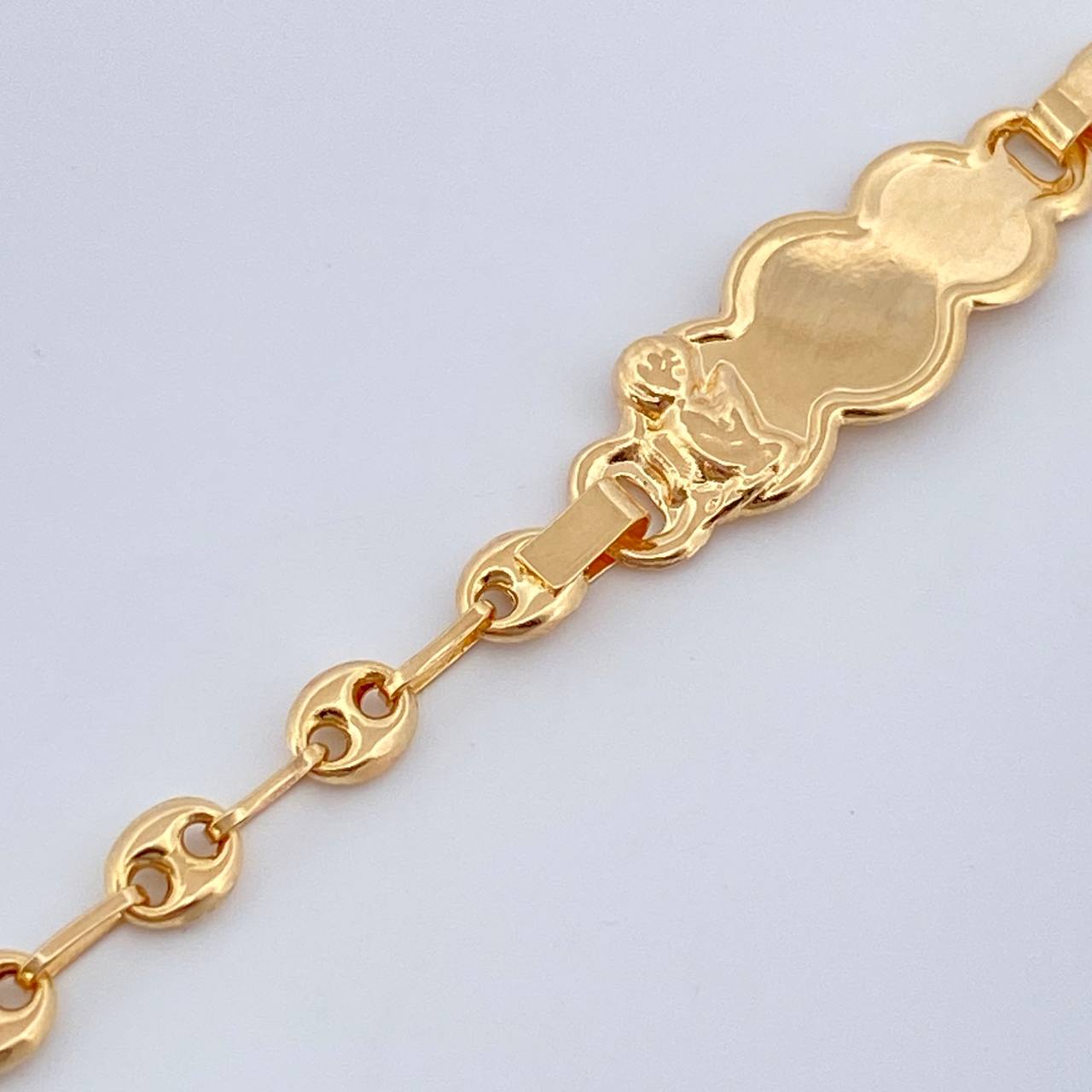 Pulso Bebé Placa Angelito Gc 1.75gr / 6 in / 3.44mm Oro Amarillo 18K %